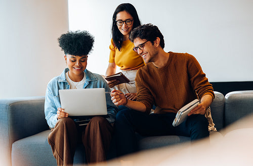 Problem-solving together: Team refines details during a working session