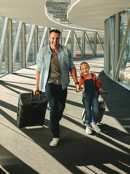 Father and daughter going on a vacation