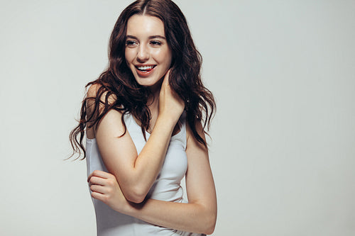 Confident woman looking happy