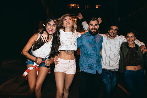 Multiracial group of friends enjoying outdoors
