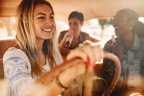 Group of women going on a road trip