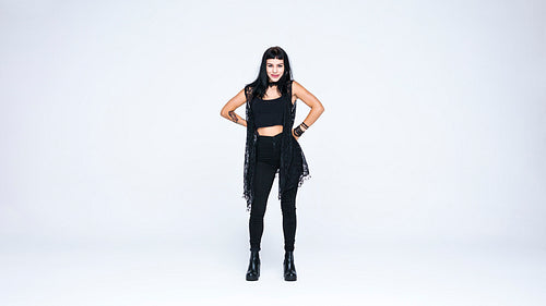 Smiling gothic woman