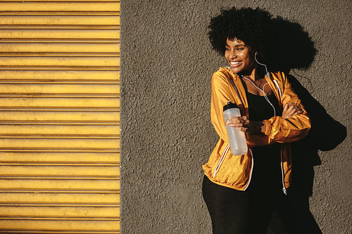 Fitness woman taking break from workout