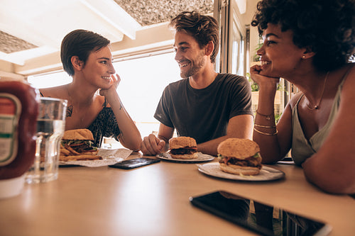 Friends meeting at a cafe