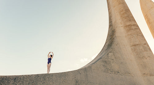 Female ballet dancer practicing dance moves