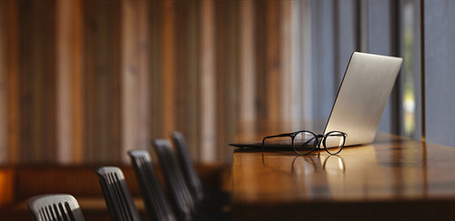 Business working space with modern technology and empty background
