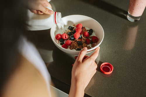 Woman making a healthy breakfast