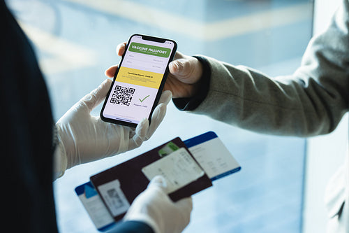 Passenger check in with immunity passport at airport
