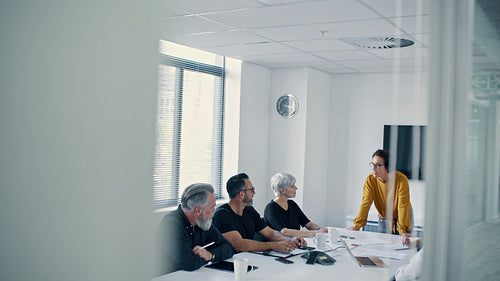 Corporate business team having a brainstorming meeting