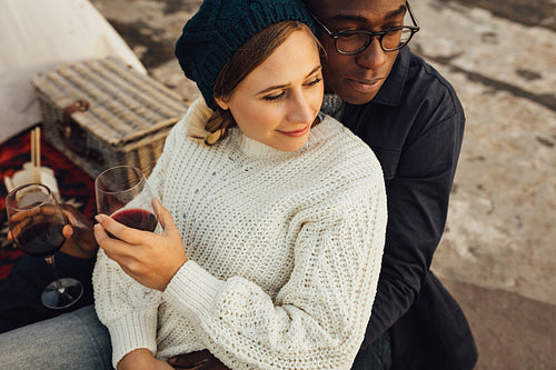 Loving couple on picnic
