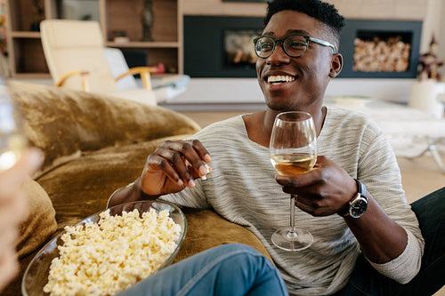 Couple enjoying free time at home
