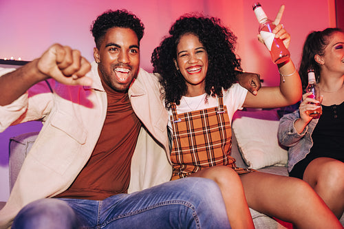 Partying in neon light