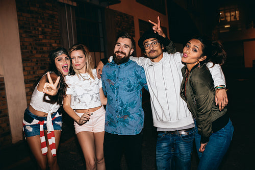 Group of young people having a party