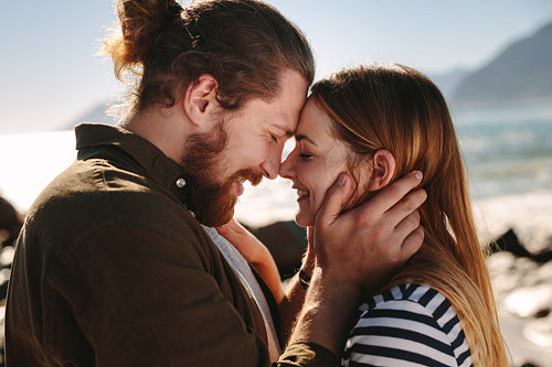 Romantic couple enjoying a day on the beach