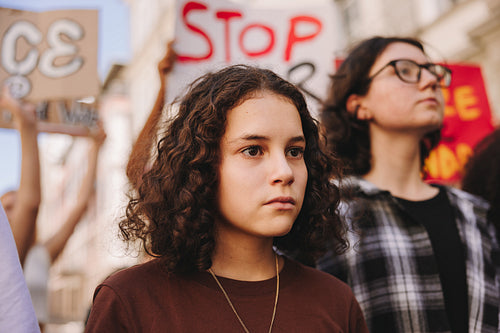 Protestors marching against war and violence