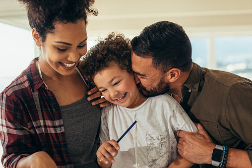Portrait of a happy family at home