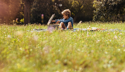 Little boy on picnic at the park