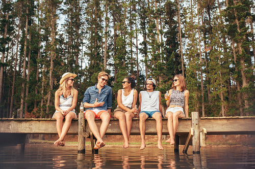 Young friends enjoying a day at the lake