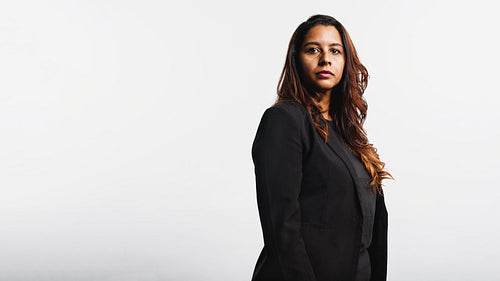 Young businesswoman with brown hair