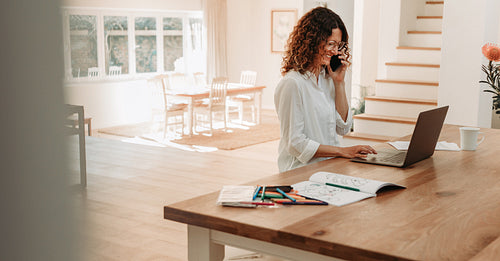 Business woman staying at home working