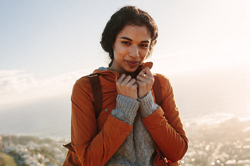 Female backpack traveller