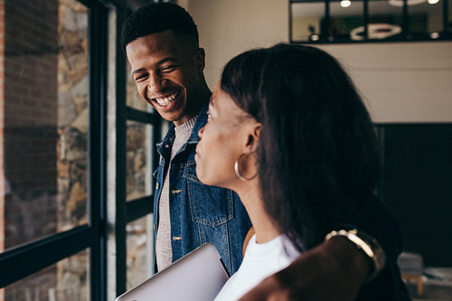 College students hanging out on campus