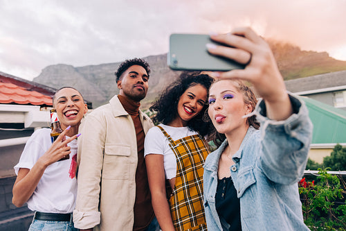 Group selfie on the rooftop