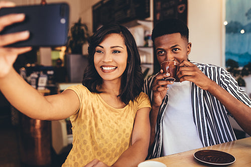 Selfie with friend at cafe