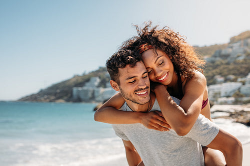 Romantic couple having fun at the beach
