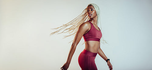 Side view portrait of female athlete