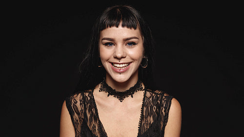 Portrait of a smiling gothic woman