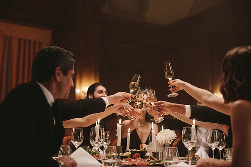 Friends enjoying new years party with drinks