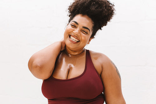Healthy woman taking a break after workout