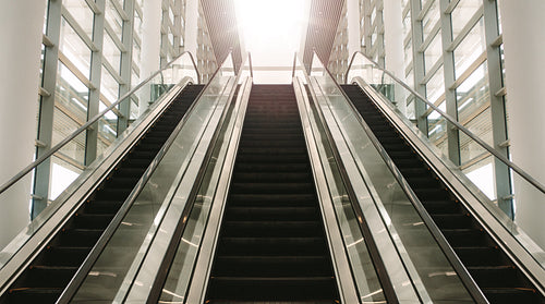 Escalator in modern building