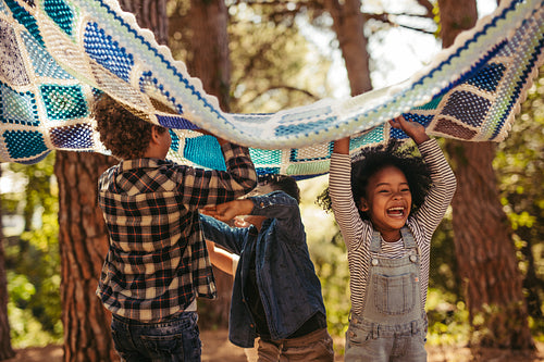 Group of children enjoying together in park