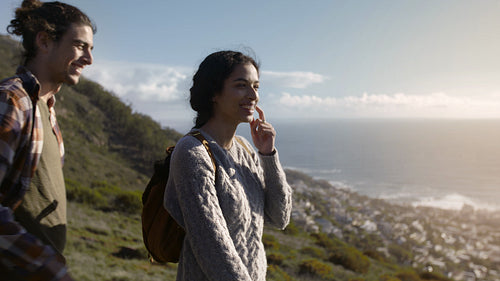 Romantic couple on hill top