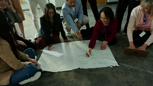 Colleagues brainstorming ideas together