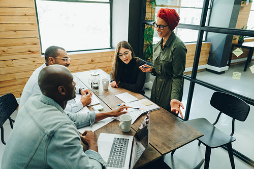 Brainstorming in a creative office