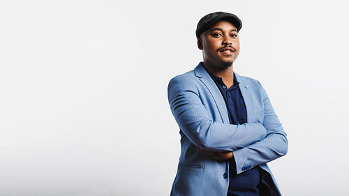 Portrait of businessman in cap