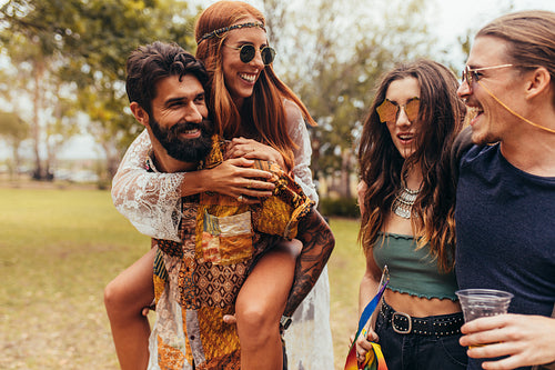 Young people at music festival