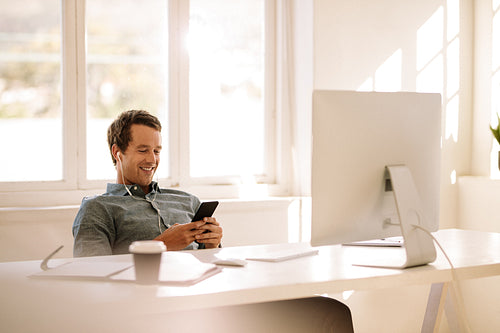 Entrepreneur working on computer at home