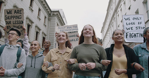 Demonstrators protesting against climate change