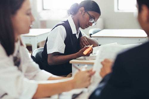 High school students studying
