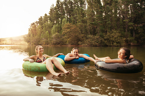 Friends enjoying a holiday at the lake