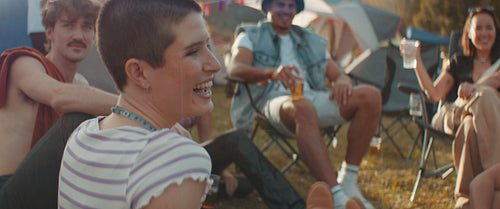 Group of young people having fun at a music festival