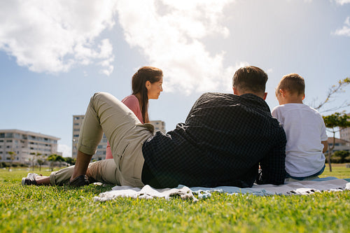 Family out for a picnic in a park