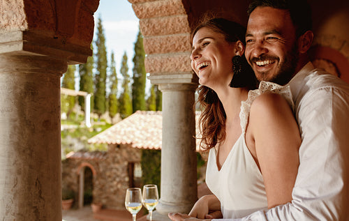 Smiling couple on a date