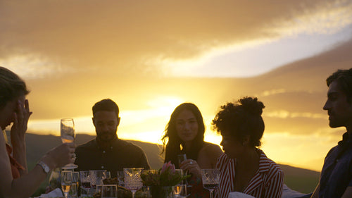 Friends having drinks at a party