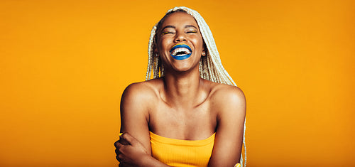 Close up of smiling african american woman