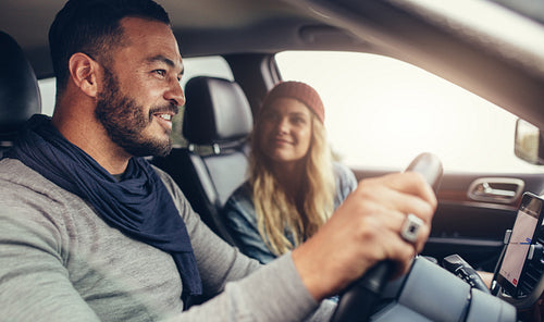 Young couple on a road trip